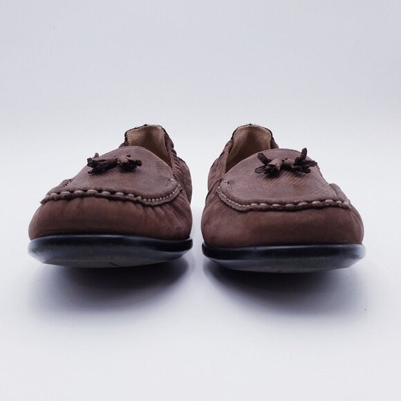 SAS Womens 9.5 Hope Brown Turf Slip On Comfort Loafers Leather Tassel Square Toe - Picture 2 of 9
